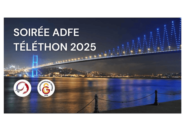 Soirée Téléthon 2025 organisée par l’ADFE à Istanbul, au local des anciens de Galatasaray à Levent