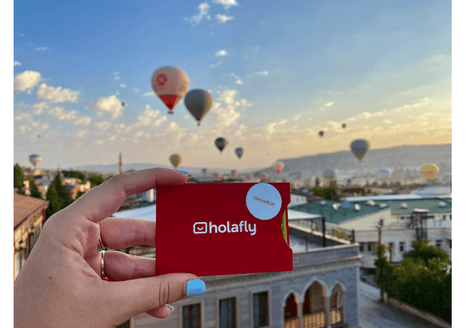 Carte internet holyfly avec des mongolfière en arrière plan