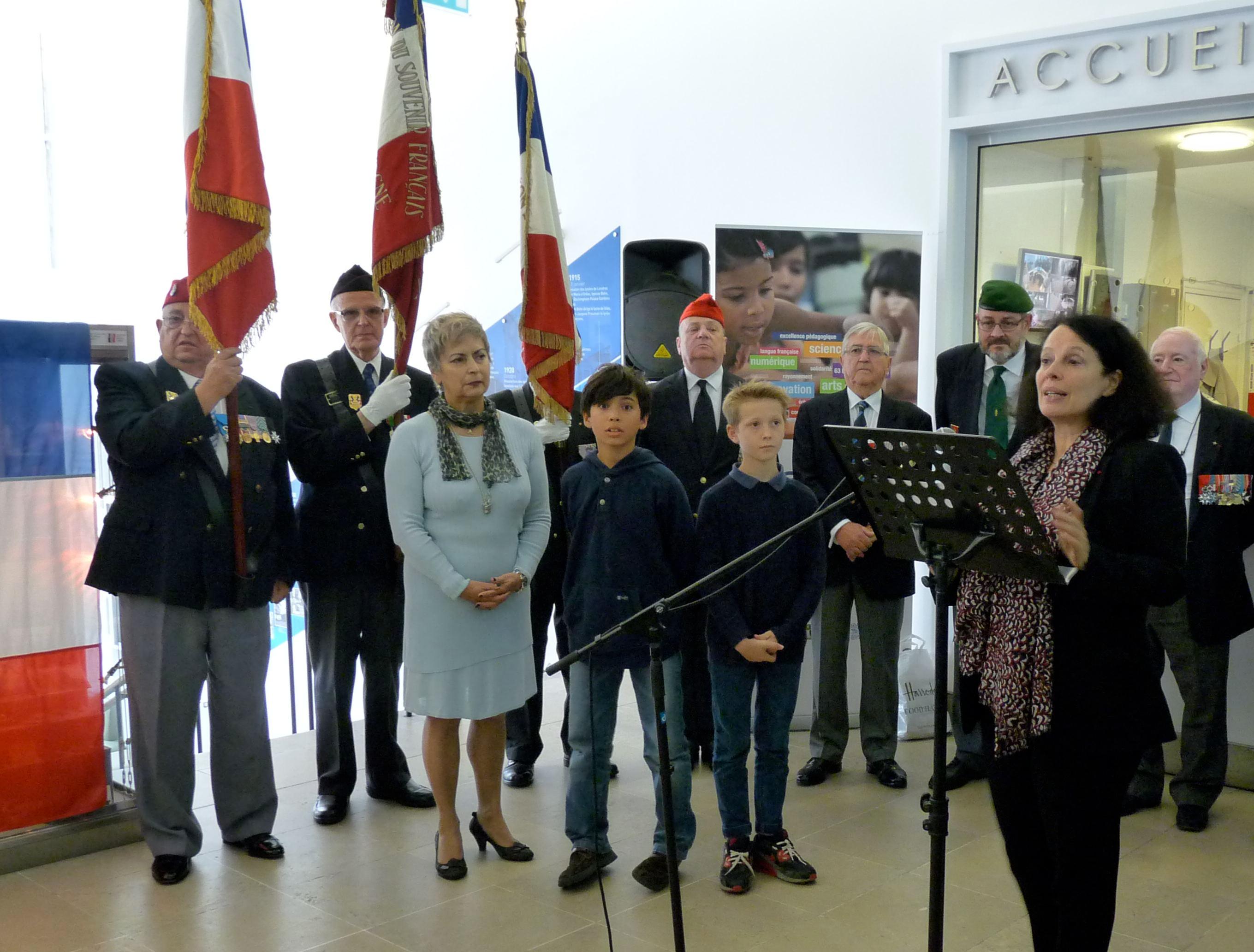 Cérémonie, 18, Juin, Ambassadeur, France, Sylvie, Bermann, commémoration, Lycée, Charles, de Gaulle, Britannique, discours, mémoire, Londres