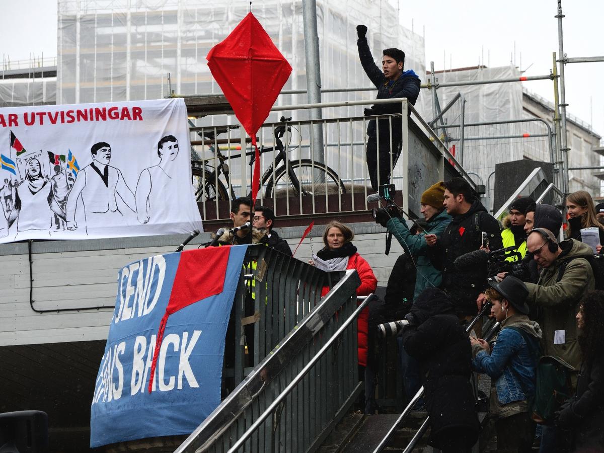 Manifestation à Segels Torg - 18 Février 2018 – Photo : Killian MOREAU