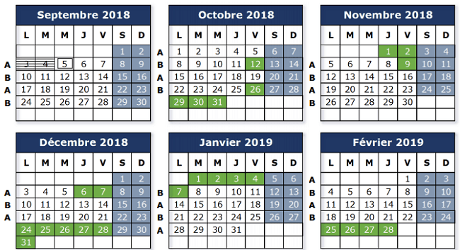 calendrier lycée français madrid 2018 - 2019