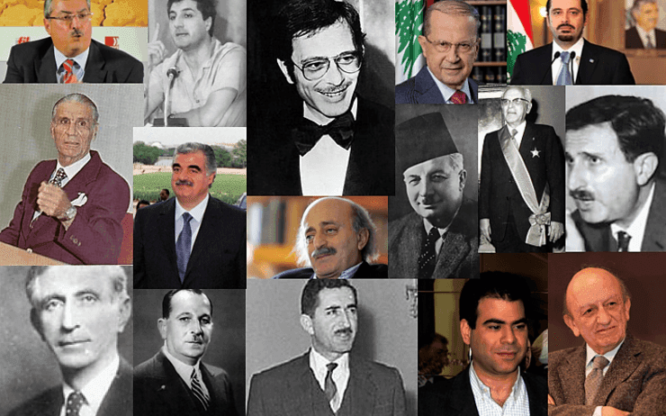 solh, hariri, joumblatt, chamoun, Aoun, frangié, mouawad, gémayel, karamé