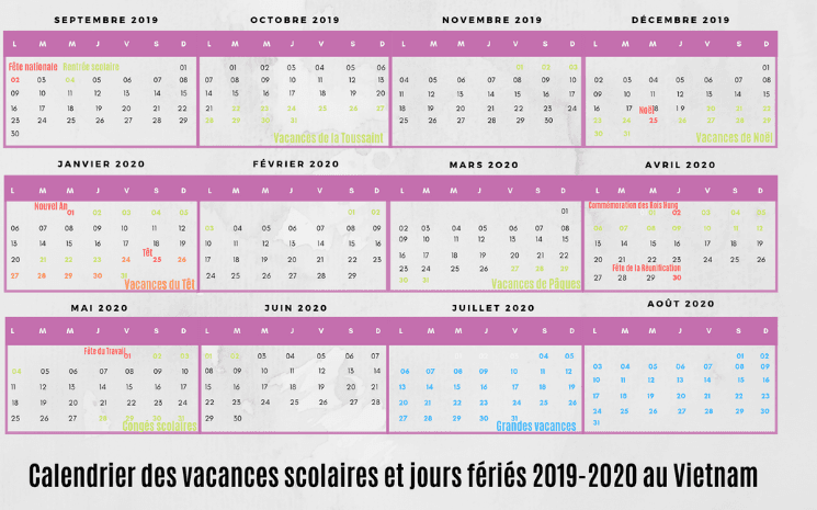 Calendrier 2019 2020 Vietnam