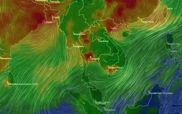 Carte pollution Thailande