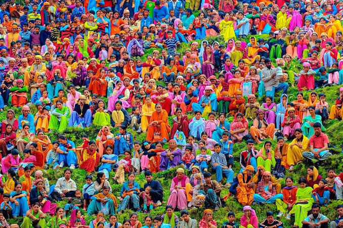 foule inde indiens densité