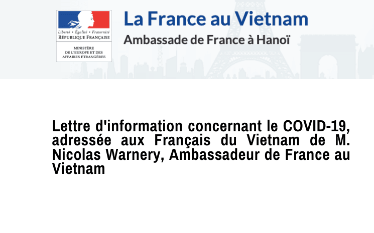 Lettre d'information adressée aux Français du Vietnam de M. Nicolas Warnery, Ambassadeur de France au Vietnam