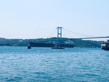 Un navire de commerce sur le Bosphore à Istanbul