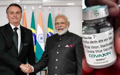 le vaccin indien Covaxin et Narendra Modi accueilant Jair Bolsonaro