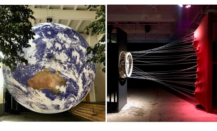 Terre vue du ciel et installation contemporaine