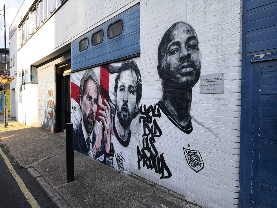 Peinture murale de Southgate, Kane et Sterling