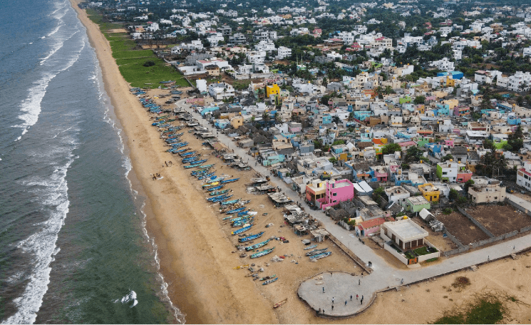 Chennai bord de mer vu du ciel