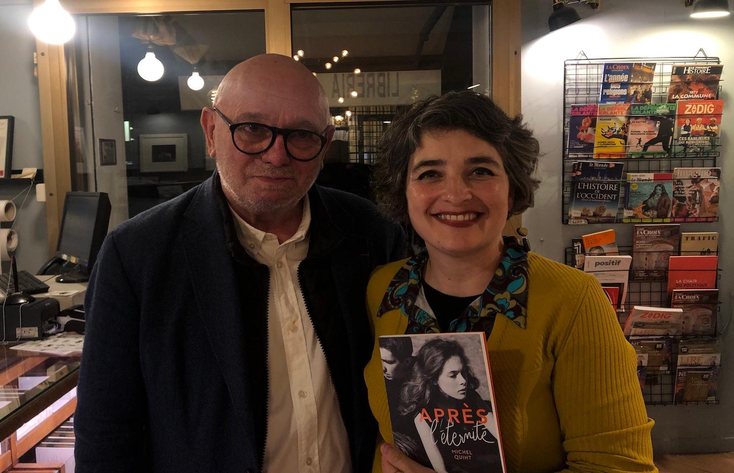 Michel Quint et Marie-Eve Venturino dans la librairie française de Rome