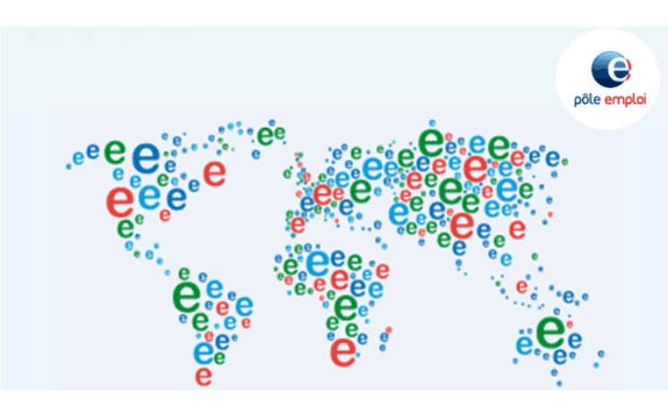 carte du monde avec logo pole emploi