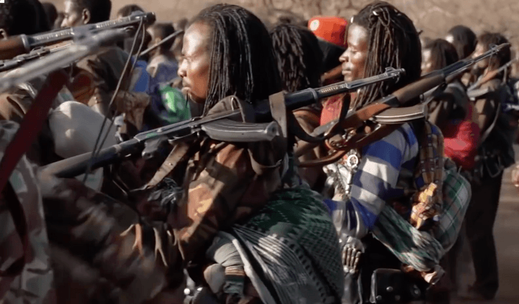 Des soldats éthiopiens sont armés et défilent