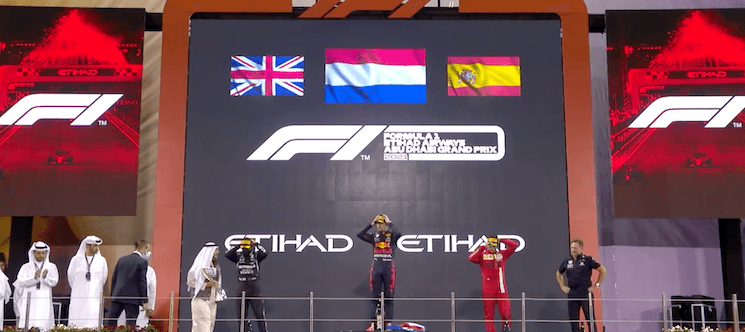 Le podium du grand prix d'Abu Dhabi de f1