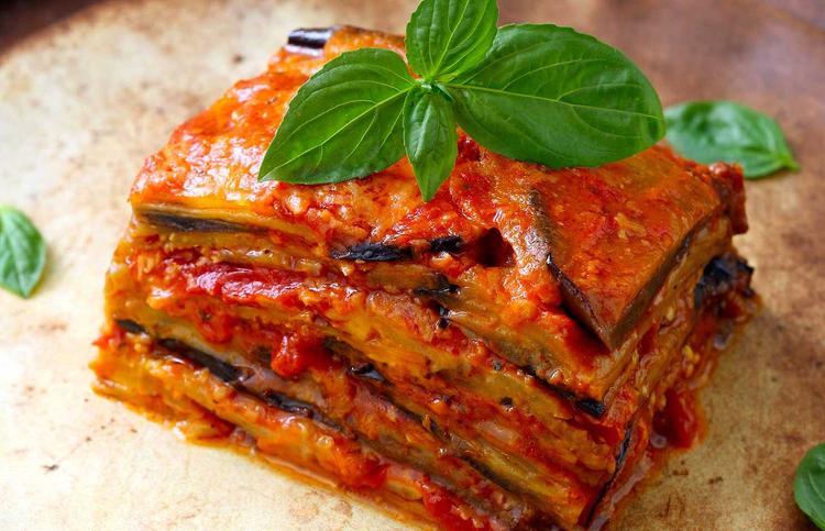 Une part de parmigiana melanzane