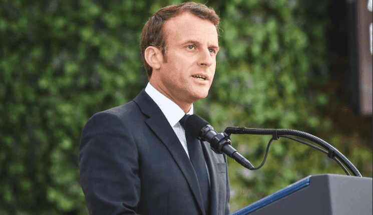 Le Président de la République Emmanuel Macron en plein discours