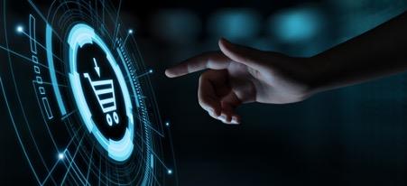 E-commerce icône avec main 