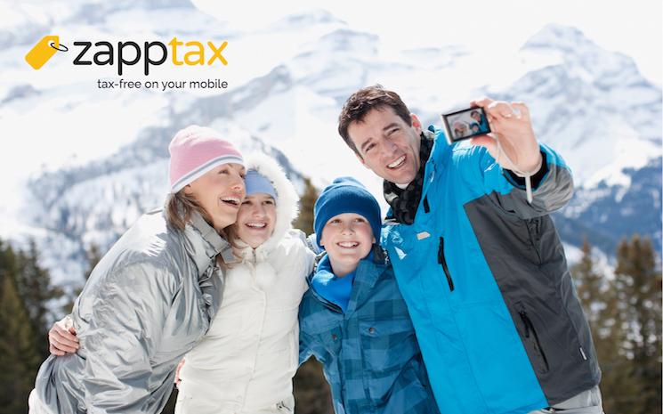 famille au ski avec logo zapptax