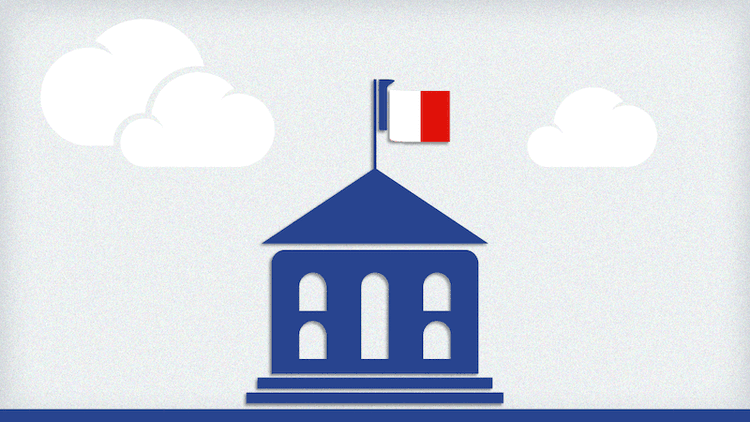 Un dessin de maison bleue avec le drapeau français