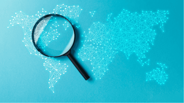 loupe sur carte du monde