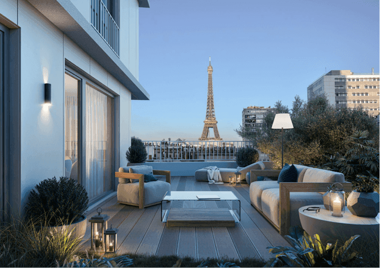 Appartement terrasse avec vue sur la tour eiffel