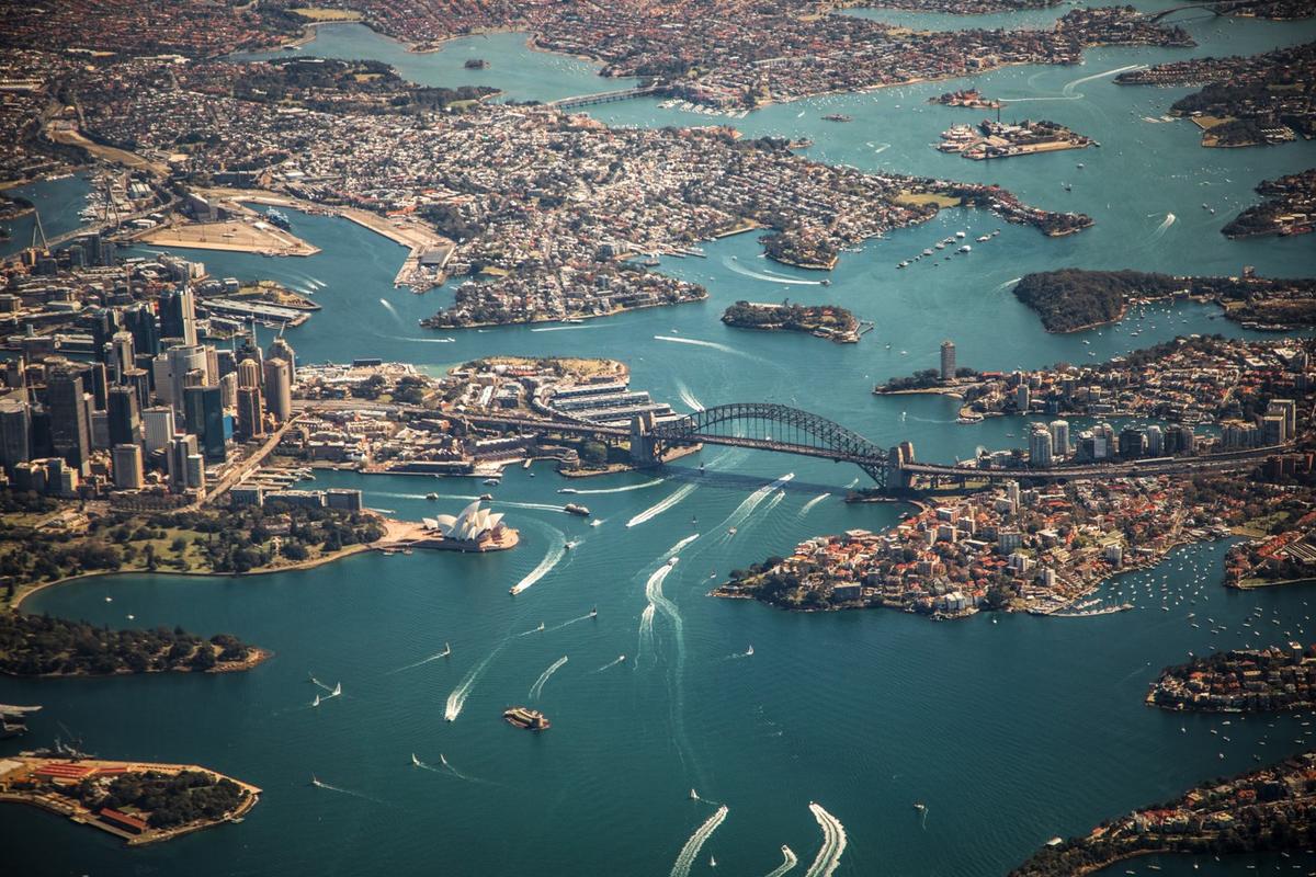 Sydney vue du ciel est la cinquième ville la plus heureuse du monde 