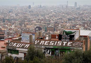 affiche de squatteurs Okupas à Barcelone Okupas