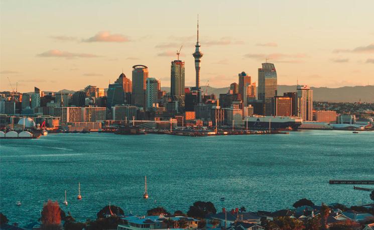 vue du port d'Auckland en Nouvelle Zélande