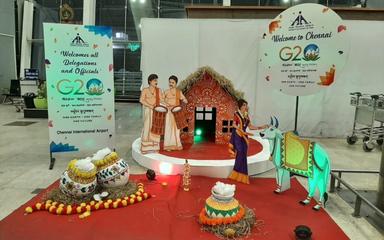 Décorations à l'aéroport de Chennai pour les réunions du G20