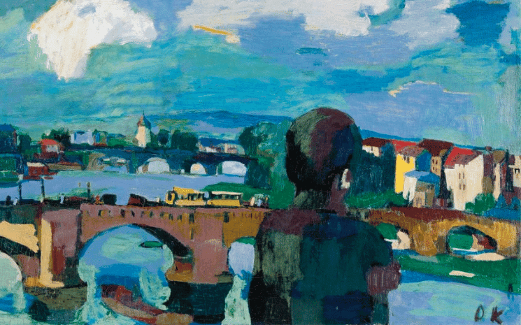 Dresde, pont Augustus avec silhouette de derrière, 1923, Oskar Kokoschka