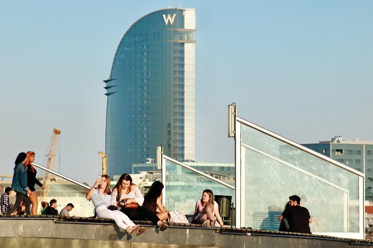 vue sur l'hôtel W, à Barcelone