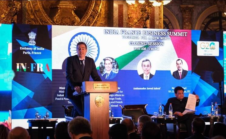 Le ministre Olivier Becht s'adressant au India France business summit