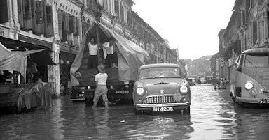 inondation Singapour chinatown 1959