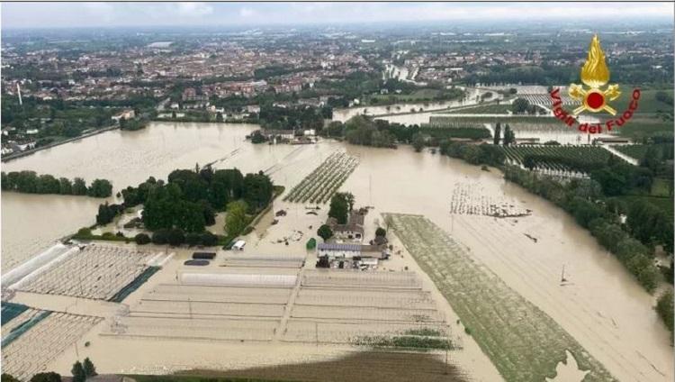 Terrains inondés en Italie