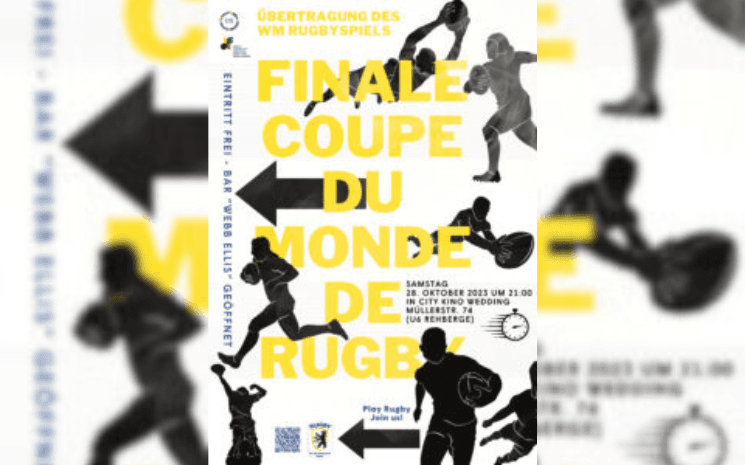 Affichede présentation de la finale de rugby à Berlin