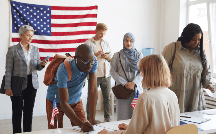 des Américains dans un bureau de vote