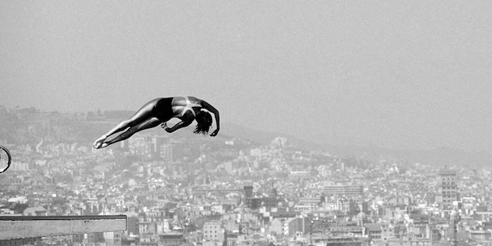 Photo d'un plongeur par Philippe Millereau, jeux olympiques de Barcelone 1992