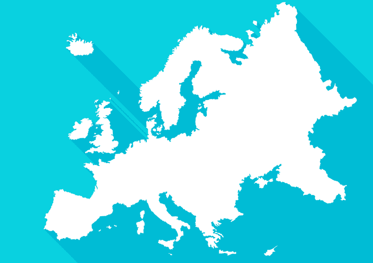 Carte de l'Europe sans frontières visibles