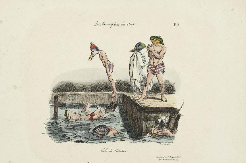 Leçon de natation par Grandville