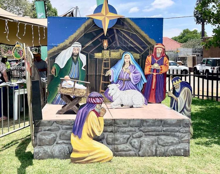 Crèche à l'entrée du marché de Noël de Parkview