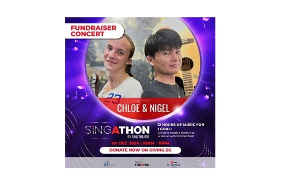 Chloé et Nigel se produisent au Singathon.