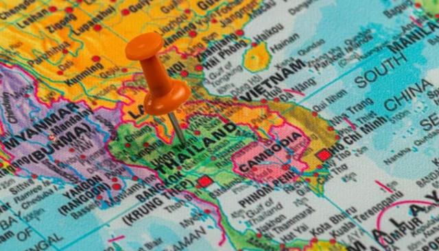 Thaïlande et Cambodge sur une carte