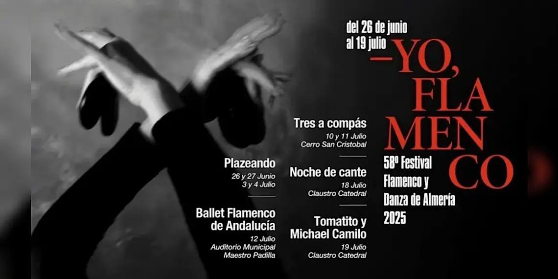 Du 26 juin au 19 juillet, la 58e édition du Festival de Flamenco y Danza de Almería, Un voyage à travers le chant et la danse, avec des artistes de haut niveau et des propositions uniques dans la ville.