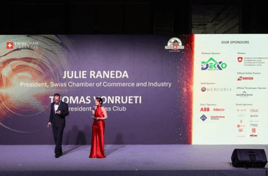 Thomas von Rueti, Président de Swiss Club et Julie Raneda, Présidente de SwissCham Singapore @SwissCham Singapore