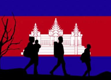 Réfugiés sur drapeau du Cambodge 