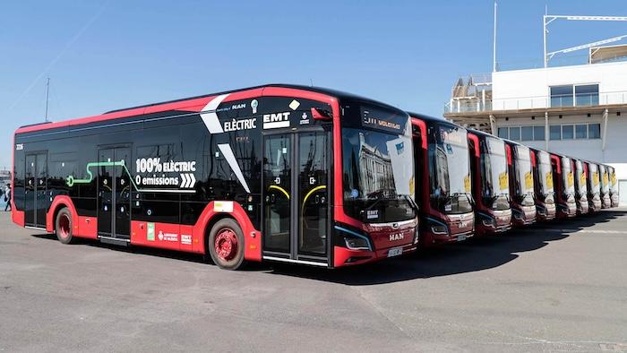 bus rouges de l'emt à valencia