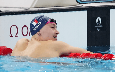 Hector Denayer dans une piscine aux Jeux de Paris en 2024