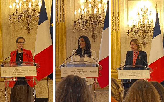 Aurore Bergé, Eléonore Caroit et Yaël Braun-Pivet le 22 octobre 2025 - @Capucine Canonne 