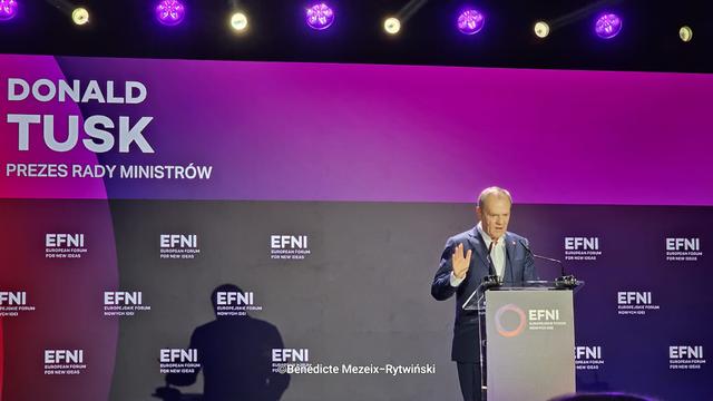Photo de Donald Tusk lors du discours à EFNI en 2024